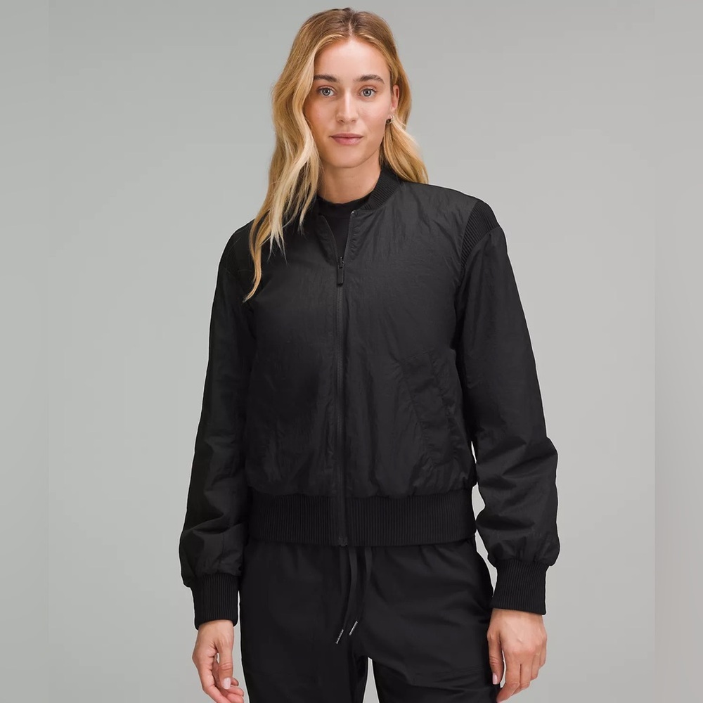 Lululemon Non-Stop Reversible Bomber Jacket Full Zip Water Repellent Black Large
